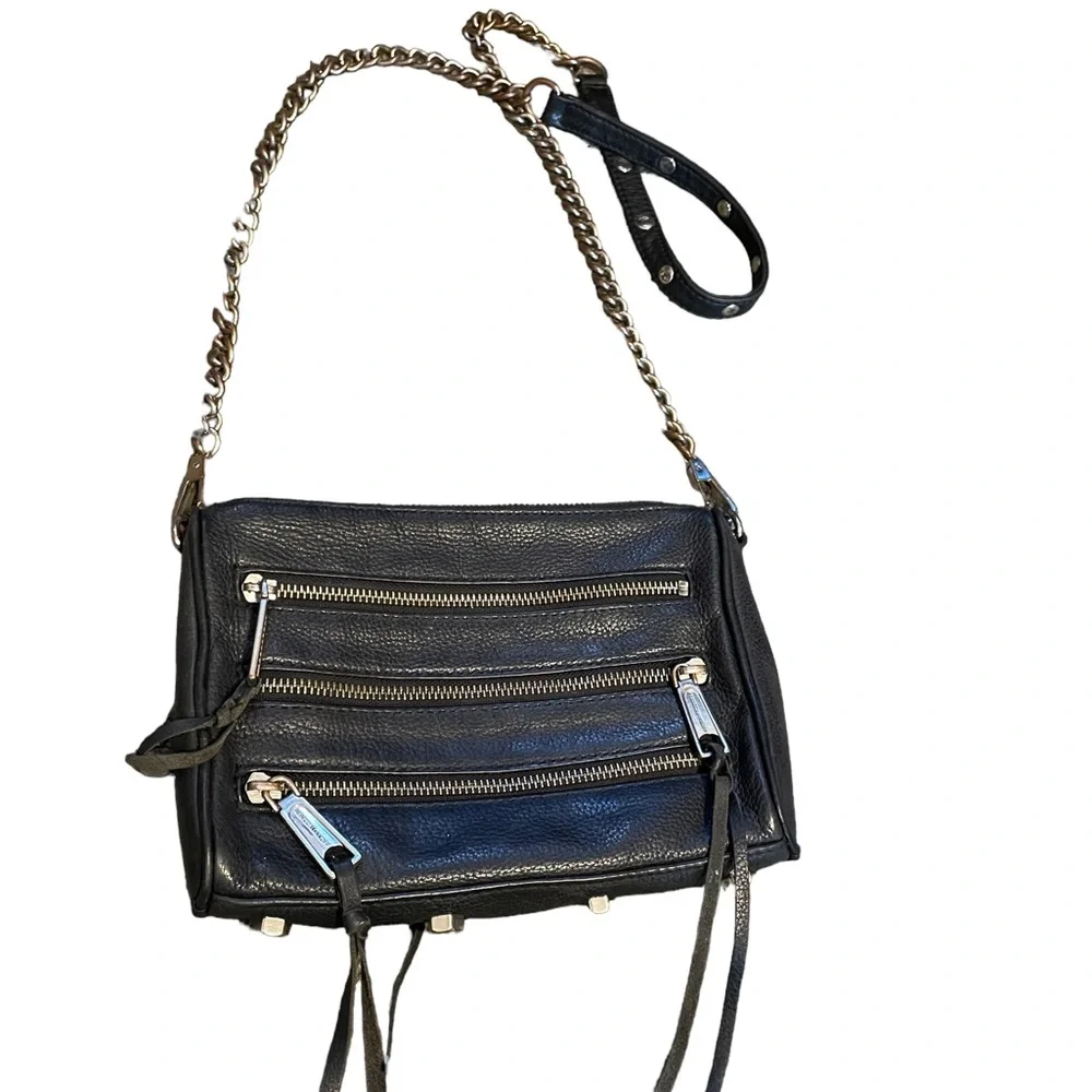 Rebecca Minkoff 3 Zip Cross-body Bag,‎ Black, GUC